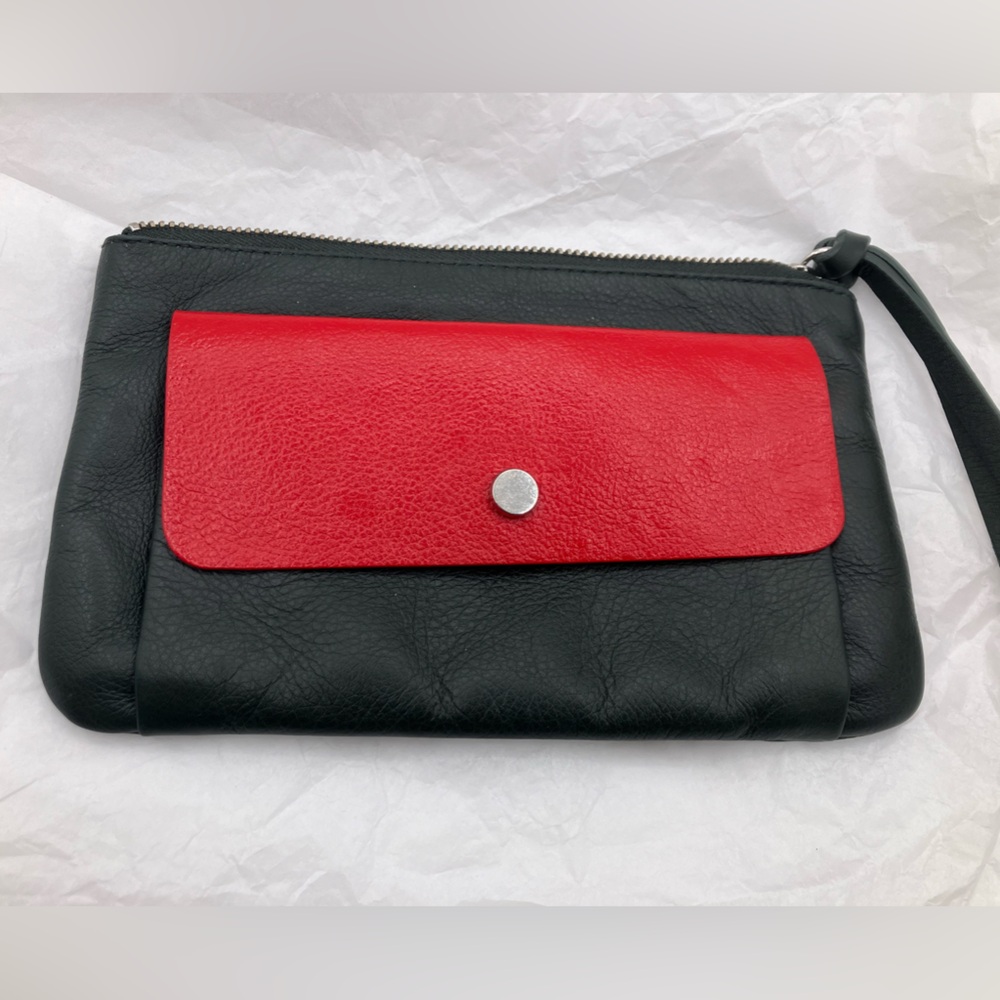 COS dark green and Red Wristlet Clutch